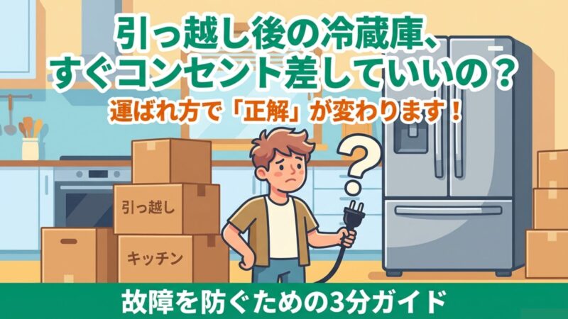 引っ越し後の冷蔵庫電源はいつ入れる？冷えるまでの時間とトラブル回避も解説 