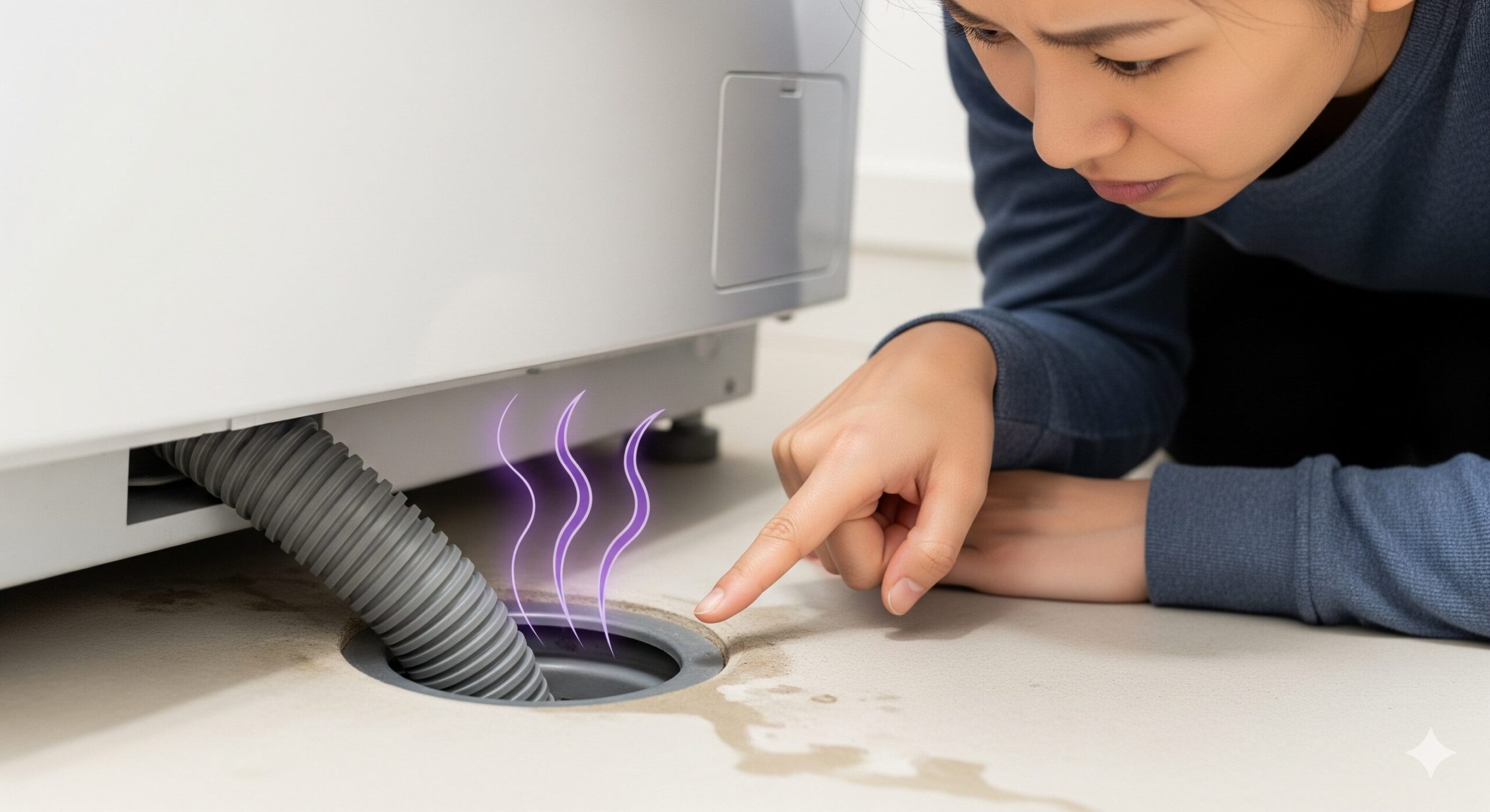 排水ホースを差し込むだけで臭い時の対処法